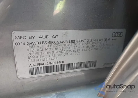 2015 Audi A4 2.0T Premium z USA, uszkodzony, nr VIN WAUFFAFL2FN013468